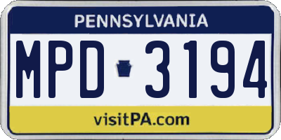 PA license plate MPD3194