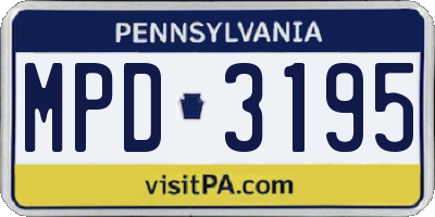 PA license plate MPD3195