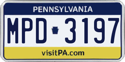 PA license plate MPD3197