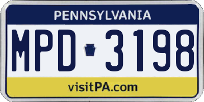 PA license plate MPD3198