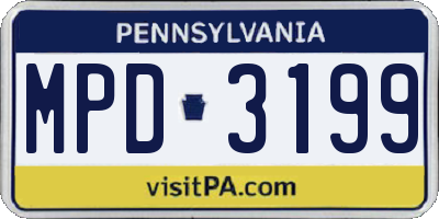 PA license plate MPD3199