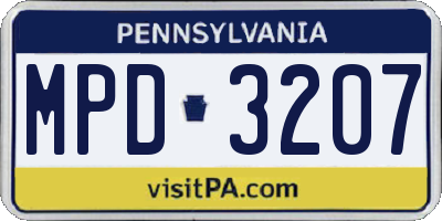 PA license plate MPD3207