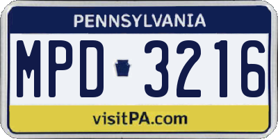 PA license plate MPD3216