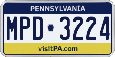 PA license plate MPD3224