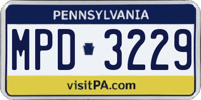 PA license plate MPD3229