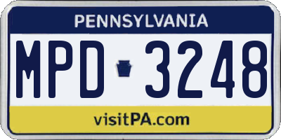 PA license plate MPD3248