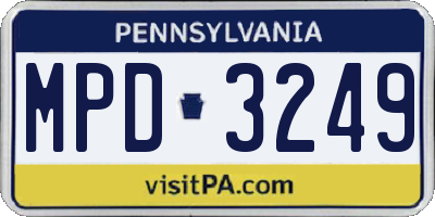 PA license plate MPD3249