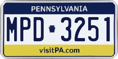 PA license plate MPD3251
