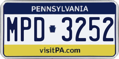 PA license plate MPD3252