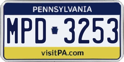 PA license plate MPD3253