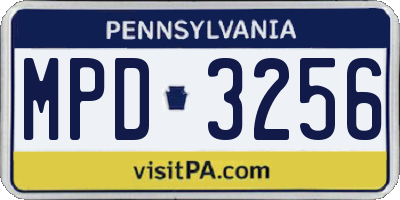 PA license plate MPD3256