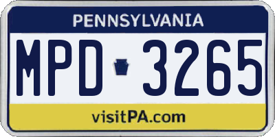 PA license plate MPD3265