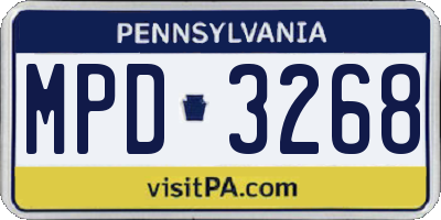 PA license plate MPD3268