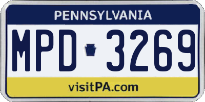 PA license plate MPD3269