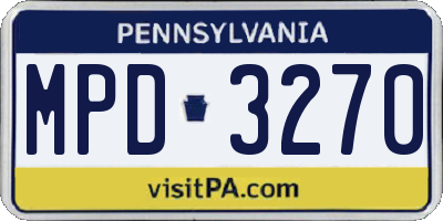 PA license plate MPD3270