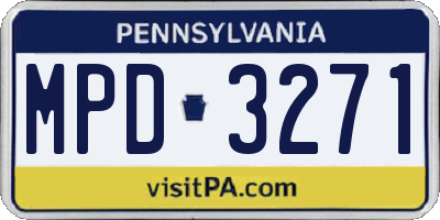 PA license plate MPD3271