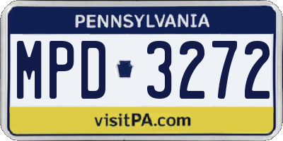 PA license plate MPD3272