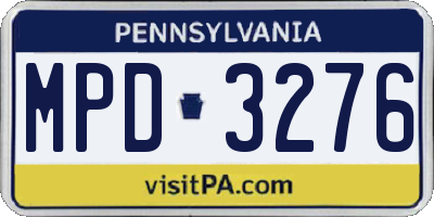 PA license plate MPD3276
