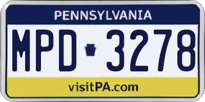 PA license plate MPD3278