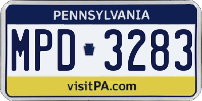 PA license plate MPD3283