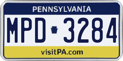 PA license plate MPD3284
