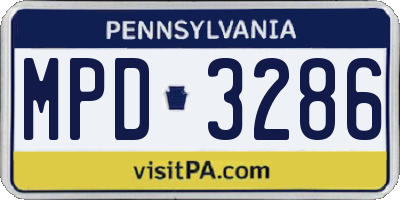 PA license plate MPD3286