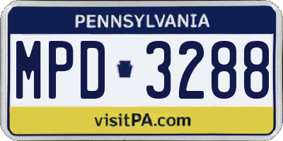 PA license plate MPD3288