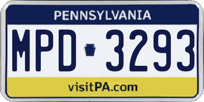 PA license plate MPD3293