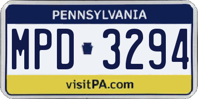PA license plate MPD3294