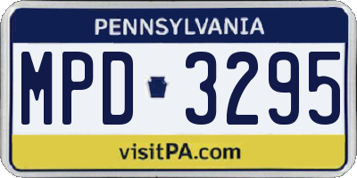 PA license plate MPD3295