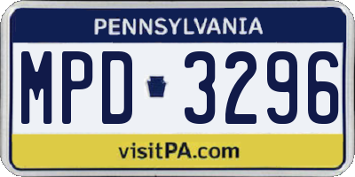 PA license plate MPD3296