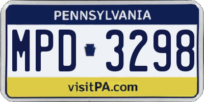 PA license plate MPD3298