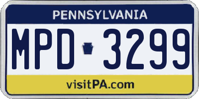 PA license plate MPD3299