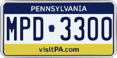 PA license plate MPD3300