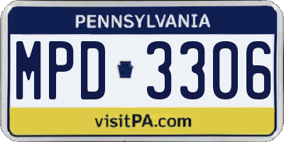 PA license plate MPD3306