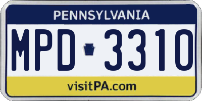 PA license plate MPD3310