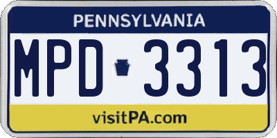 PA license plate MPD3313