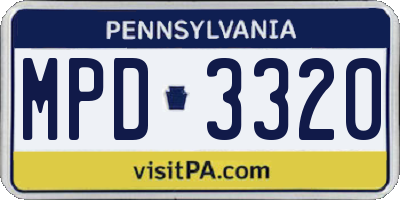 PA license plate MPD3320