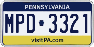 PA license plate MPD3321