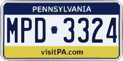 PA license plate MPD3324