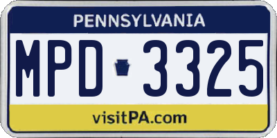 PA license plate MPD3325