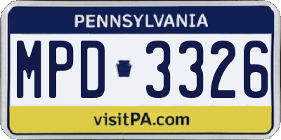 PA license plate MPD3326