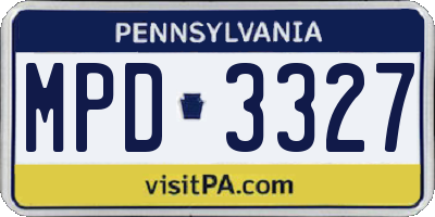PA license plate MPD3327