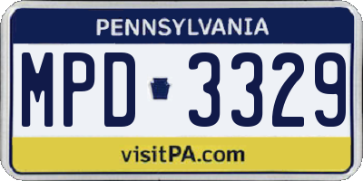 PA license plate MPD3329