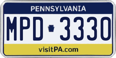 PA license plate MPD3330