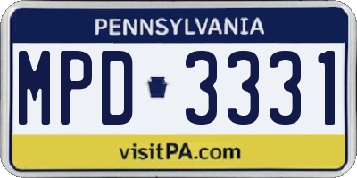 PA license plate MPD3331