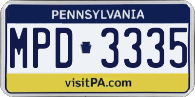 PA license plate MPD3335