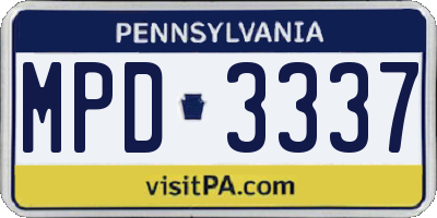 PA license plate MPD3337