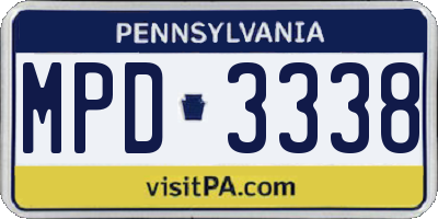 PA license plate MPD3338