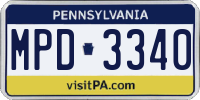 PA license plate MPD3340
